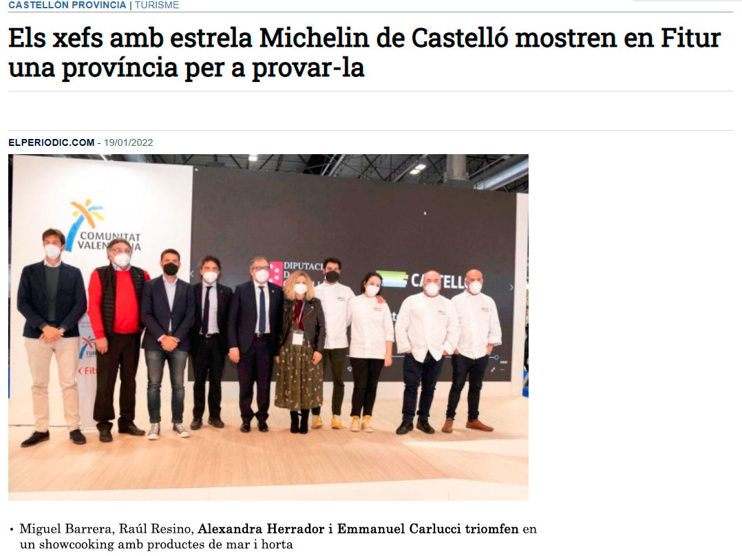Els xefs amb estrela Michelin de Castelló mostren en Fitur una província per a provar-la